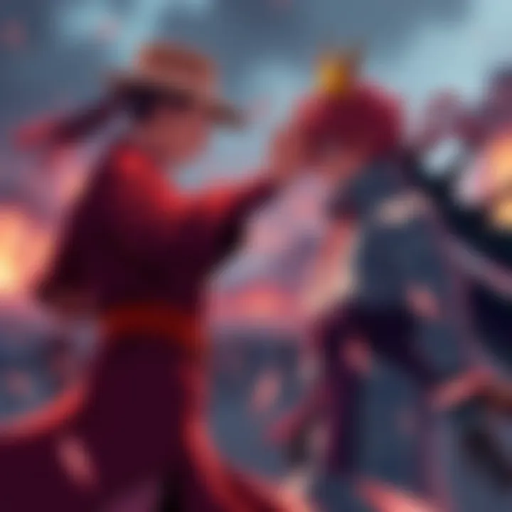 Gojo vs. Sukuna Battle A dramatic scene showing Gojo and Sukuna facing off, with Gojo using his Infinity technique and Sukuna preparing to attack, capturing the tension of their pre-fight showdown.