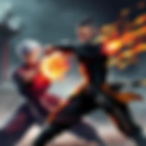 Gojo Satoru and Yor Forger Fight Gojo Satoru and Yor Forger engage in a hand-to-hand martial arts battle, showcasing their skills in a dynamic pose.