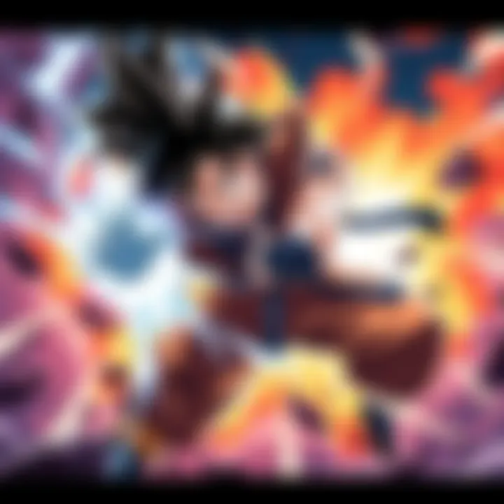 Goku displaying his power against Nappa in an intense anime fight scene