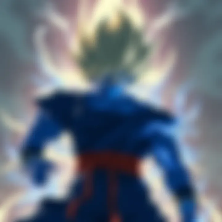 Goku in blue form prepares to battle Beerus, showcasing their intense rivalry and power dynamics.