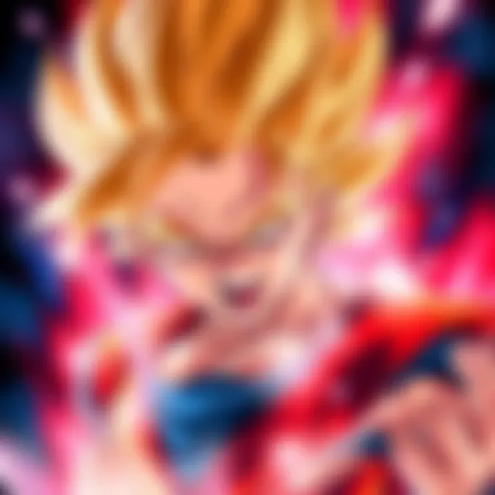 Goku transformed into Super Saiyan, radiating energy with spiky golden hair and fierce expression.