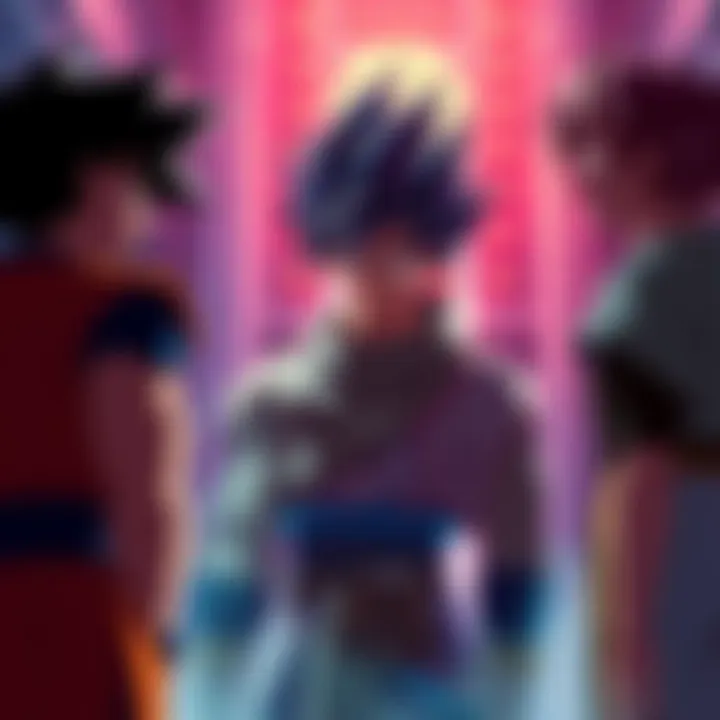 Goku stands with friends discussing villains like Cell and Majin Buu, highlighting hero responsibilities in Dragon Ball.