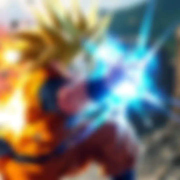 SSJ Goku delivering a powerful attack in a ranked match, showcasing his skills and determination.