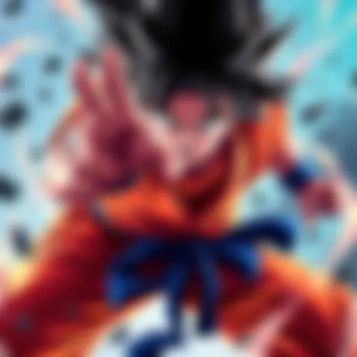 Goku, the main character of Dragon Ball Super, is shown in a dynamic fighting pose, ready for battle.