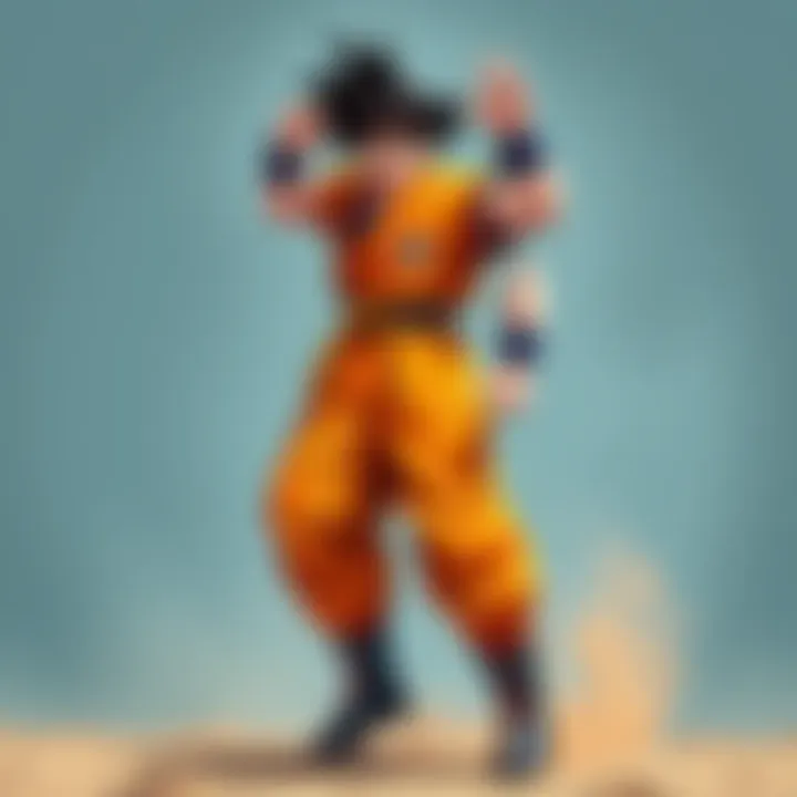 Goku standing confidently with a determined look, wearing his iconic orange gi and black boots, ready for a fight.