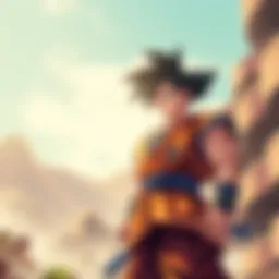 Goku in his base form Goku stands confidently in his base form, ready to fight powerful enemies, showcasing his strategic stance.