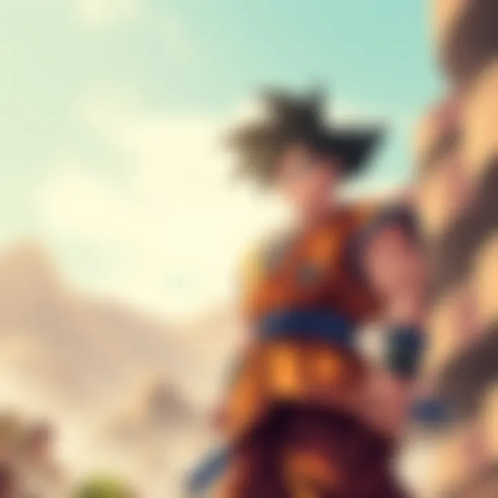 Goku in his base form Goku stands confidently in his base form, ready to fight powerful enemies, showcasing his strategic stance.