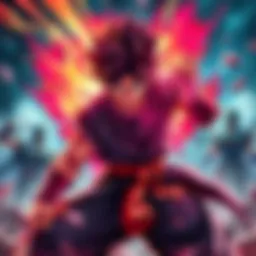 Goku Black showcasing his power against newer characters in a vibrant battle scene