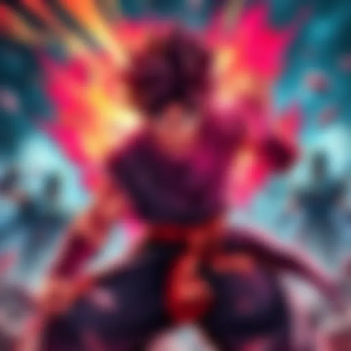 Goku Black showcasing his power against newer characters in a vibrant battle scene