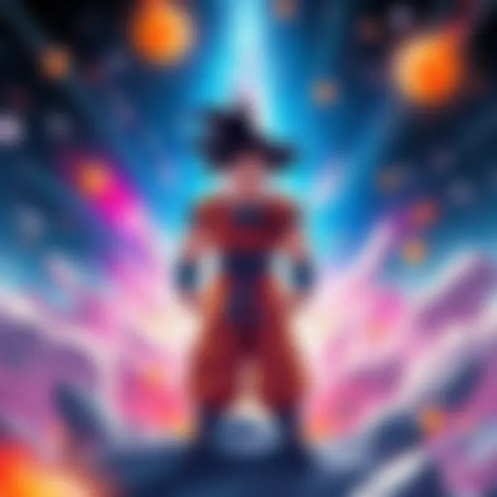 Illustration of Goku standing strong amidst a colorful cosmic explosion representing the Big Bang