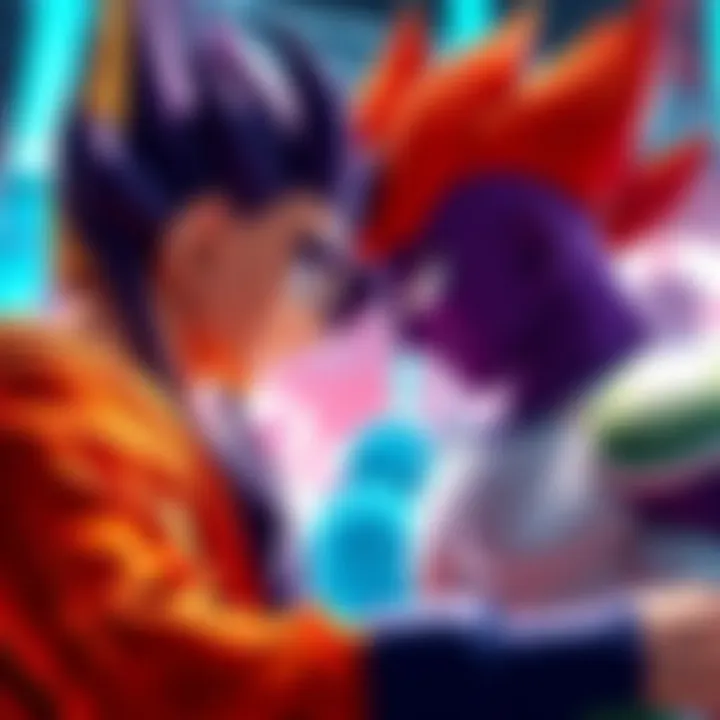Goku and Freeza facing each other in a vibrant gaming environment, showcasing their abilities and character design.