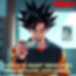 Goku with Heart Medication Goku holding heart medication in a calm setting, showing determination on his face