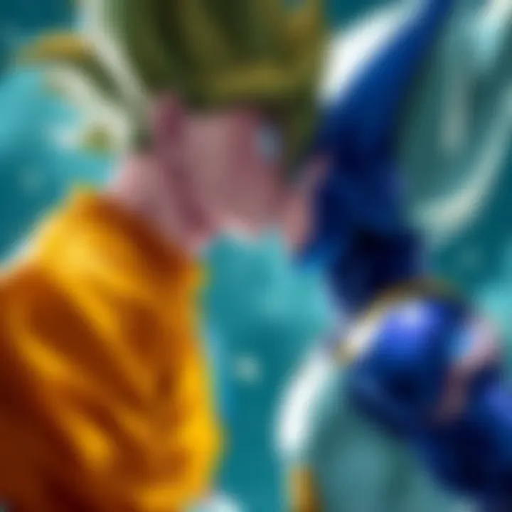 Goku kissing Vegeta Goku leans in to kiss Vegeta, both characters showing surprise in their expressions