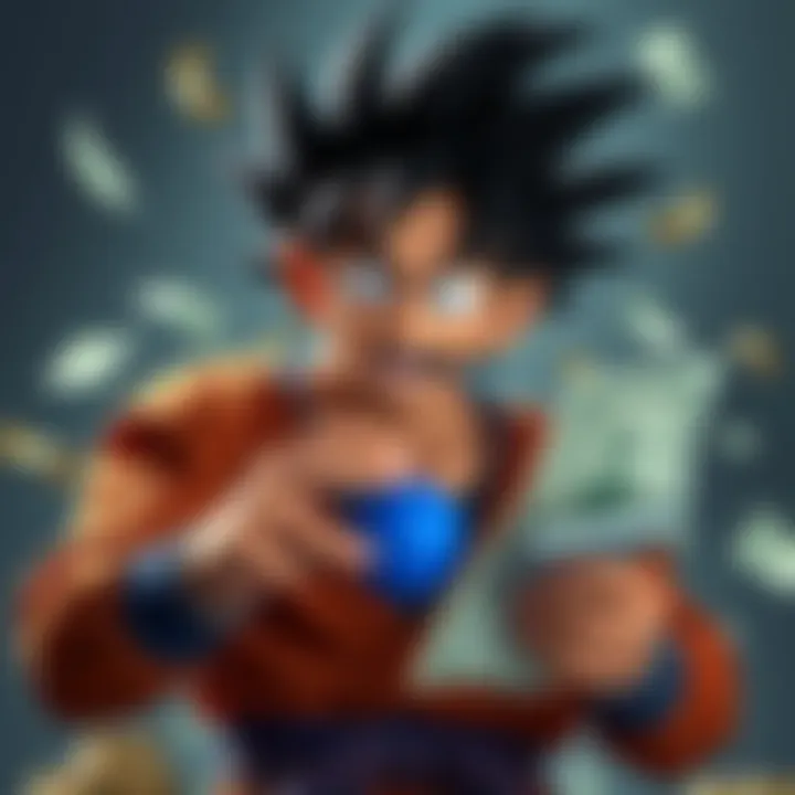 Goku humorously struggles with budgeting and saving money while looking at bills and a calculator