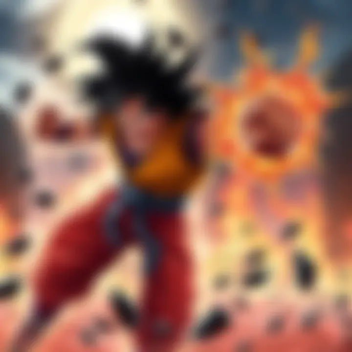 Goku delivers a powerful punch to Midgiri in an intense battle scene