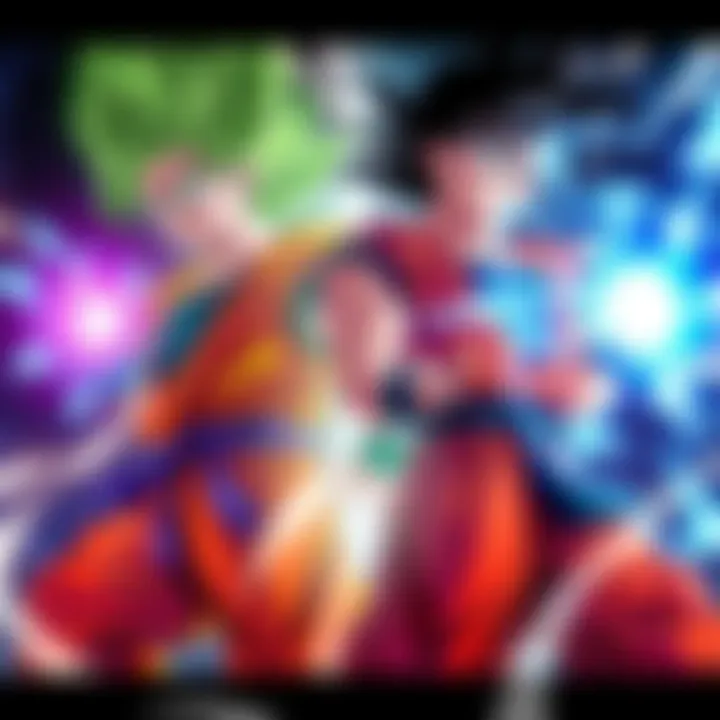 Goku and Piccolo Powering Up Goku and Piccolo charging their energy, surrounded by bright energy auras, showcasing their heightened power levels.