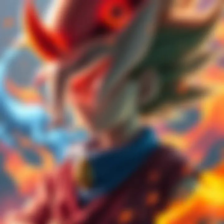 Goku transformed into a Pokémon character with fiery energy and dragon-like features