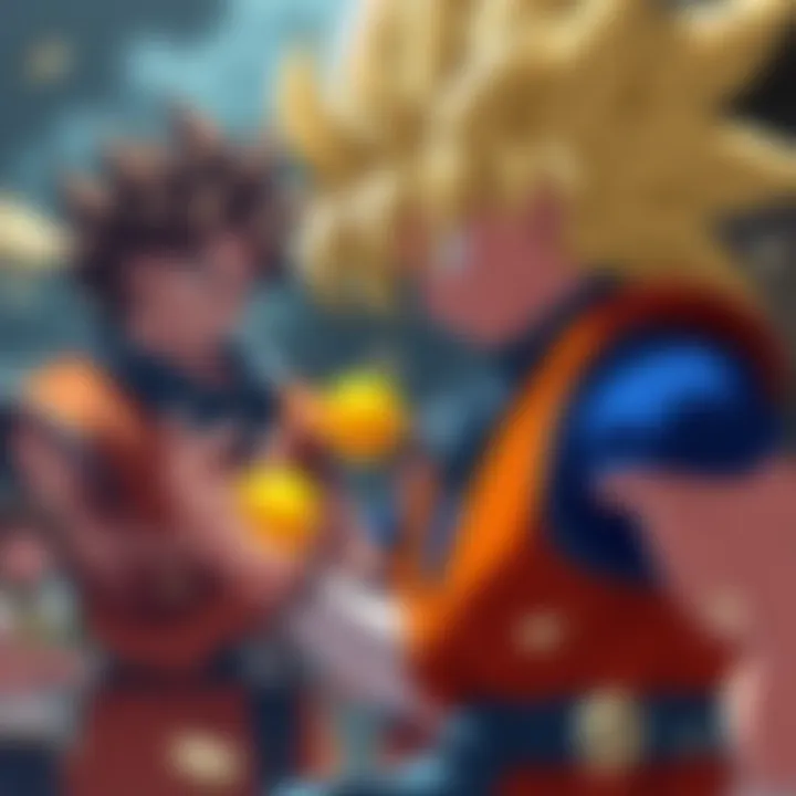 Goku with Senzu Beans Goku holds a senzu bean while Krillin hesitates, contemplating sparing Vegeta in a tense moment