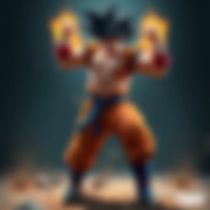 Goku in a fighting stance, showing strong upper body but weak legs, illustrating the impact of skipping leg day
