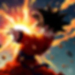 Goku performing the Solar Flare technique during a fight, bright light surrounding him