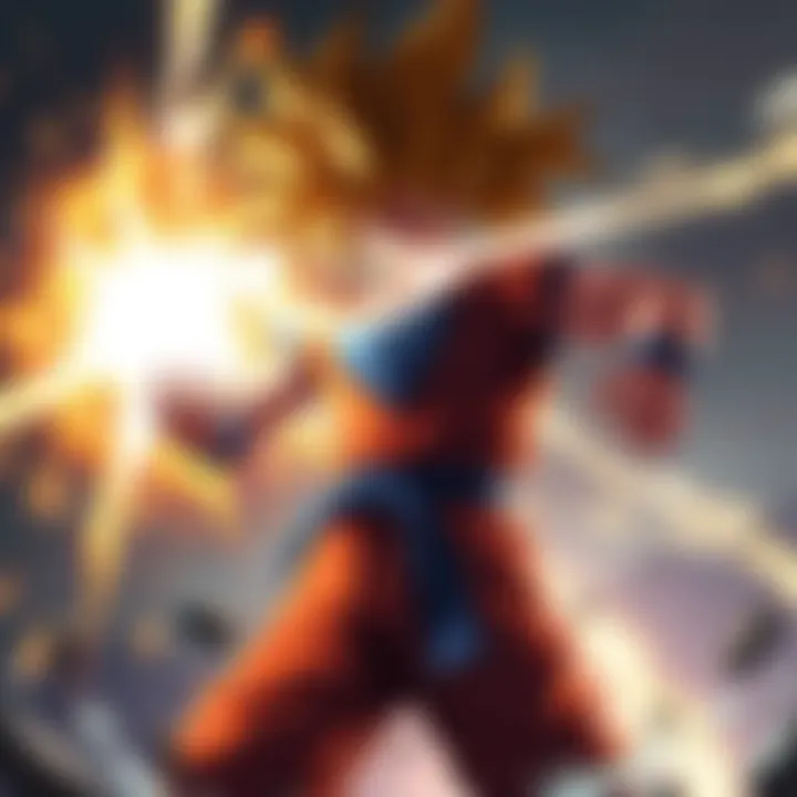Goku transforms into Super Saiyan 2, ready to fight Cell in an intense battle scene with energy crackling around him.
