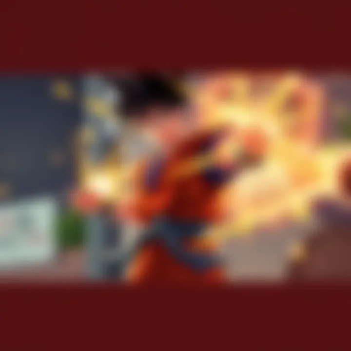 Goku training with determination and energy beams in a vibrant setting, representing his journey before adulthood.