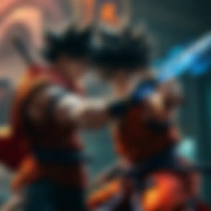 Goku faces a skilled assassin during an intense training session, showcasing his determination and strength.