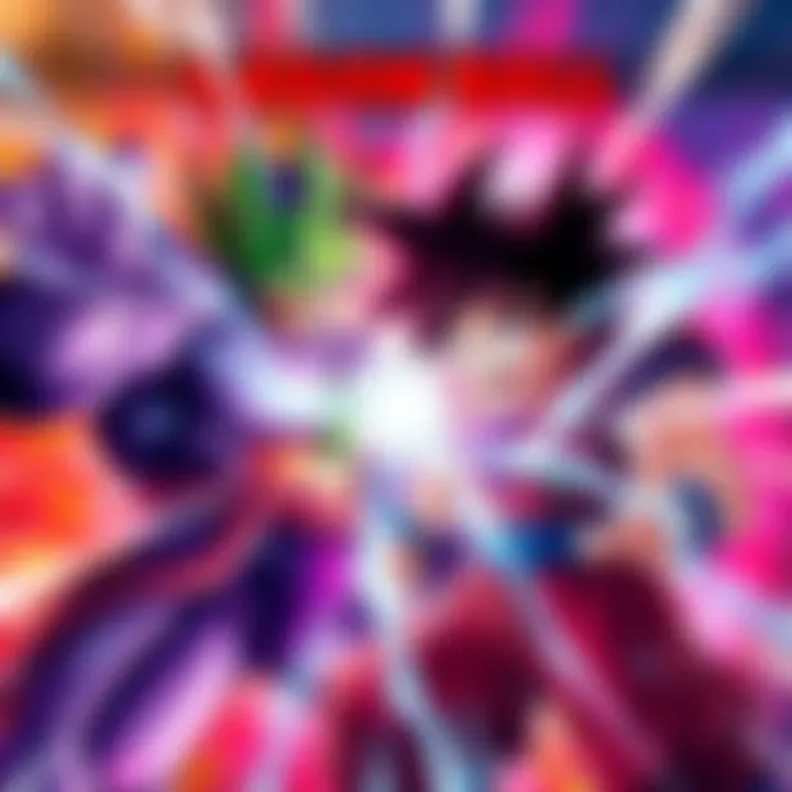 Goku in an intense fight against Cell, showcasing their powers during the Cell saga