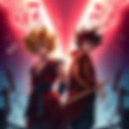 Goku and Gojo stand ready for battle, with a dramatic background featuring Judas' music notes floating around them.