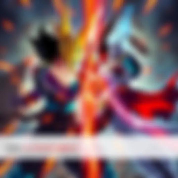 Goku and Gurren Lagann clash in an epic battle scene, showcasing their powers in a fierce showdown