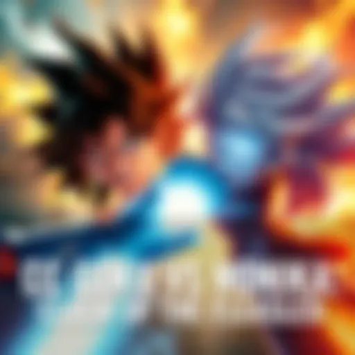 An intense face-off between CC Goku and Monika, showcasing their powers and determination in a dramatic setting.