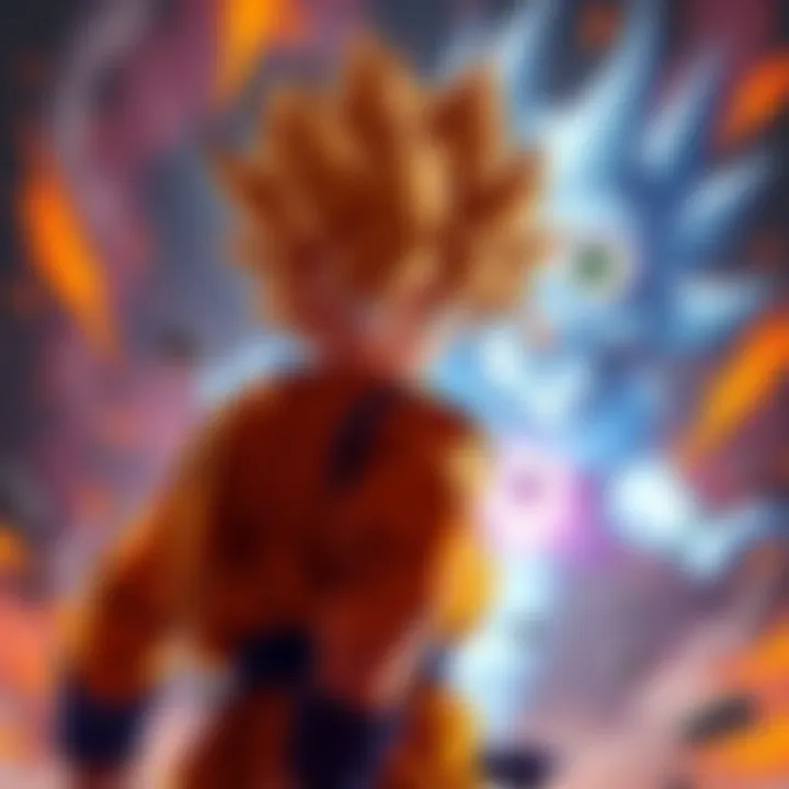 Goku with spiky hair and orange outfit stands ready to fight against Sukuna, a character with multiple eyes and a sinister look, in an intense showdown.