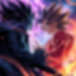 Goku and Yhwach face off MUI Goku prepares for battle against SK Yhwach, who is surrounded by dark energy, highlighting their intense confrontation.