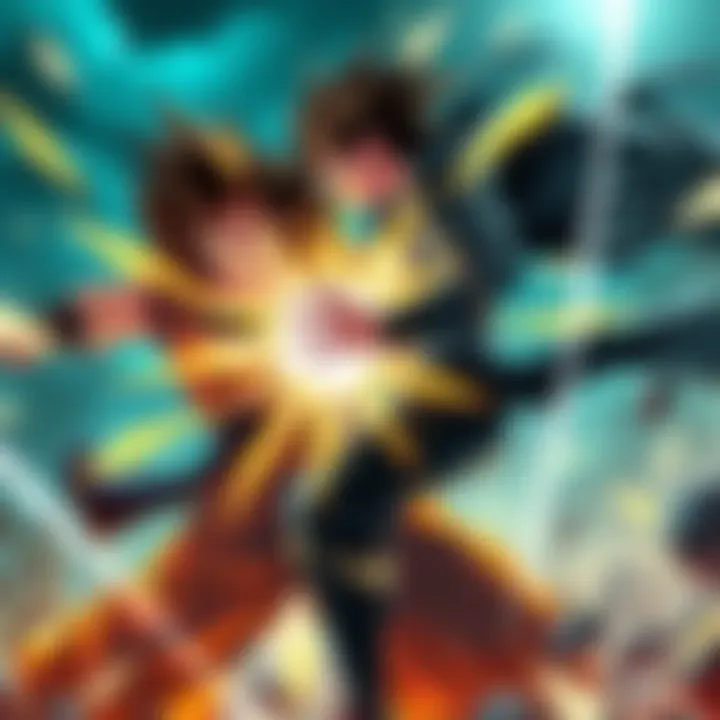 Goku and Yhwach facing off in an intense fight, showcasing their powers and determination.