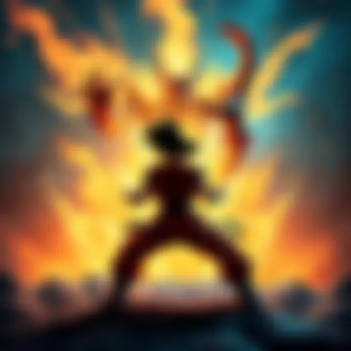 Goku vs Yhwach Showdown Goku in his battle stance facing Yhwach, who prepares a powerful attack, surrounded by a cosmic backdrop.