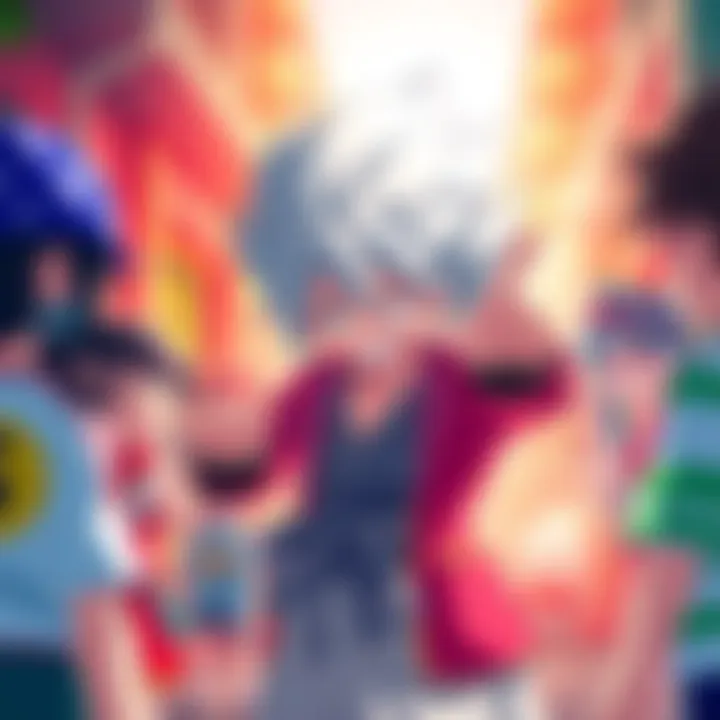 Goku appears in a colorful scene from Yokai Watch, interacting with characters in a vibrant setting.