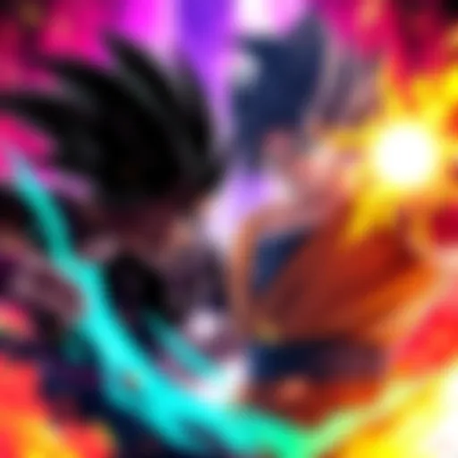 Goku Black vs Yhwach Goku Black and Yhwach face off in a fierce battle, showcasing their unique powers and intense expressions.