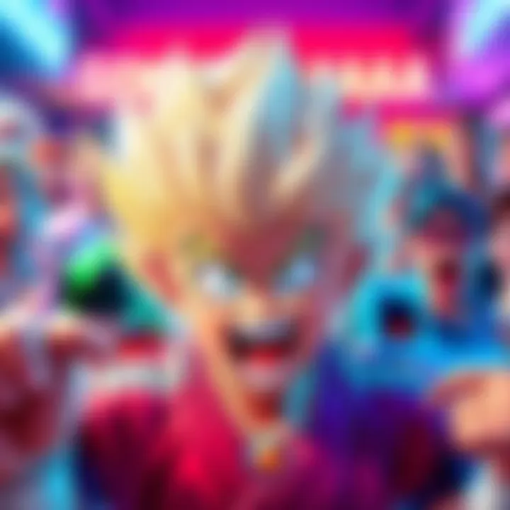 Colorful fan art featuring GOKUUUUU AAAAA with energetic expression and surrounded by popular memes