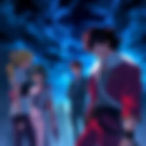 A scene from The Golden Age Arc showing characters in a dramatic moment, highlighting their expressions and setting.