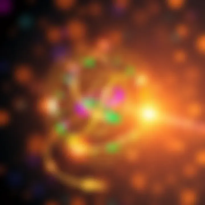 A colorful spiral representing the Golden Spin concept, with geometric shapes and a glowing effect illustrating energy flow.