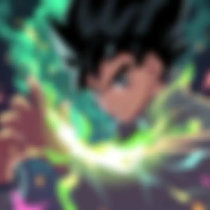 Gon training to enhance his abilities Gon focused on improving his skills, practicing Jajanken and Nen control with determination