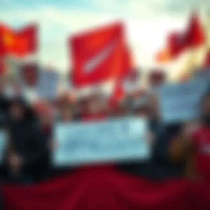 Group of Gooners holding signs at a protest for their rights