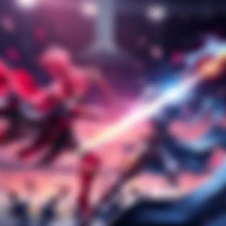 A fierce battle scene shows the Gorosei and Holy Knight engaging in combat against a rival team, showcasing their unique fighting styles and strategies.