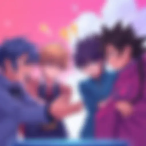 Illustration showing the Gorosei members discussing their powerscaling methods with expressions of confusion and frustration