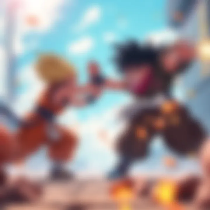 Goten and Trunks in their Giant Forms demonstrating enhanced combat skills in a game setting