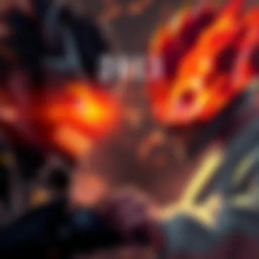 Gouketsu and Amai Mask in their true forms preparing to battle, showcasing their contrasting powers and fierce expressions.