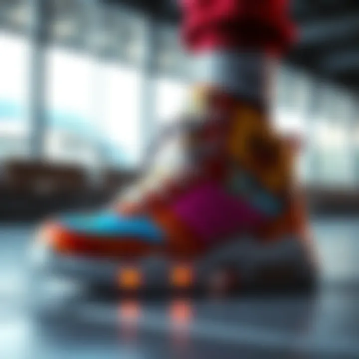 Colorful Grail shoes displaying vibrant manga art panels on the sides