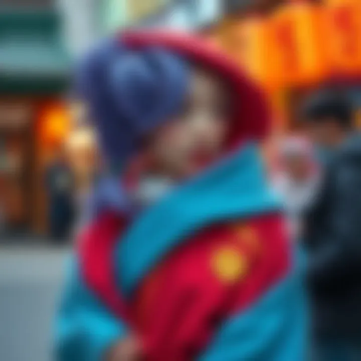A person dressed as Grandmamare from the animated film Ponyo, showcasing vibrant colors and detailed costume elements.