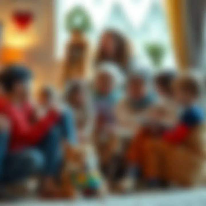 A grandmother sits in a cozy chair surrounded by grandchildren, sharing her life stories and laughter, creating a warm and loving atmosphere.