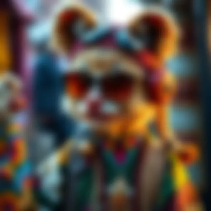 Grannybara's Unique Appearance A character with a distinctive style, showcasing colorful clothing and unique accessories, reflecting cultural influences.